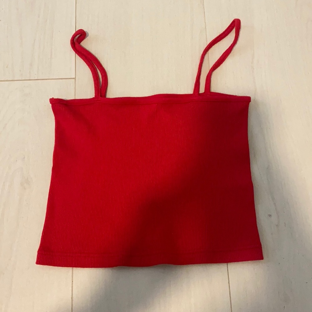 brandy Melville red straight across crop top